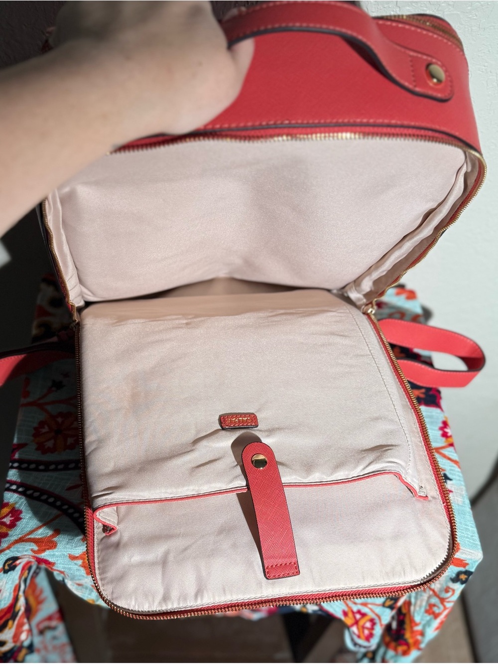 CALPAK Kaya 15" Laptop Backpack Cranberry Red Faux Leather Travel Work Bag - Picture 4 of 15